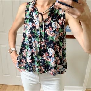 JCrew Draped Tie Front Top In Island Floral